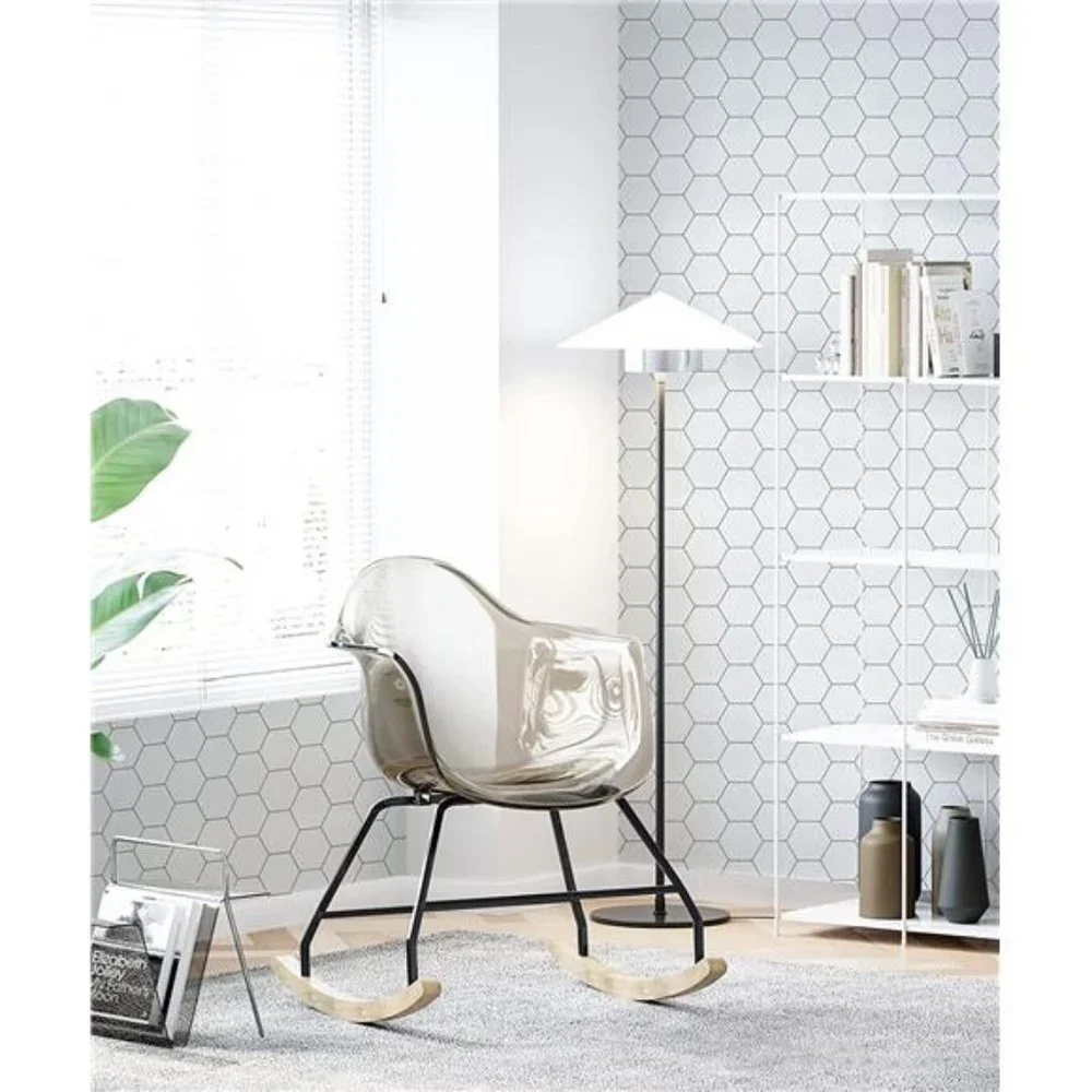 White Hexagon White Vinyl Wallpaper 59